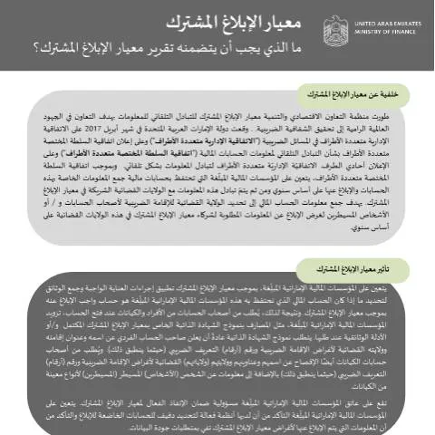 Document preview: Understanding CRS Reporting Guidelines in the UAE — Government & admin (CERFA n°ما-الذي-ينبغي-تضمينه-في-تقرير-معيار-الإبلاغ-المشترك؟)