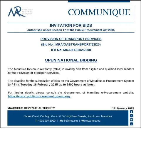 Document preview: Understanding the Transport Services Bid Process in Mauritius — Government & admin (Bids170125)