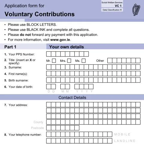 Document preview: Understanding PRSI Voluntary Contributions for Your Future — Government & admin (VC1)