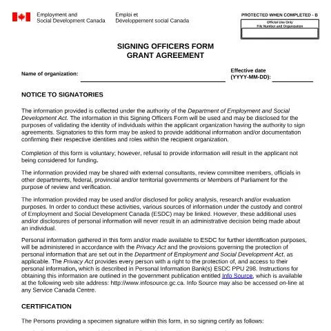 Document preview: Understanding the Signing Officers Form for NHSP Applications — Work & employment (CERFA n°EMP5724)