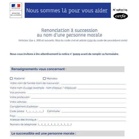 Aperçu du document Renonciation à succession : guide complet pour les personnes morales — Juridique & justice (15833*05)