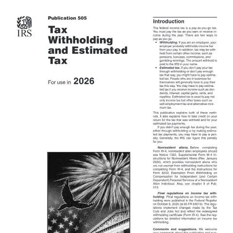 Document preview: Essential Insights into IRS Publication 505 for Taxpayers — Taxes (CERFA n°PUB-505)