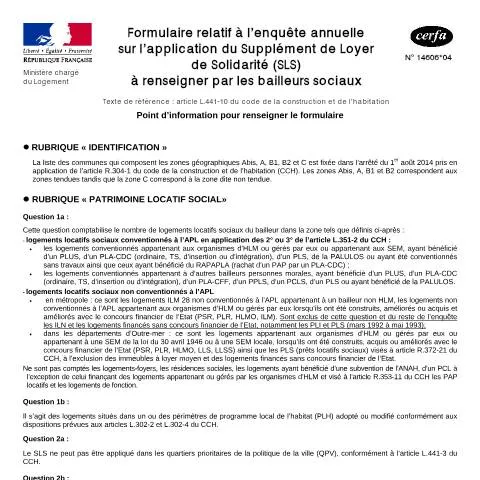 Aperçu du document Formulaire 14606*04 : L'enquête statistique sur le SLS dévoilée — Démarches administratives (CERFA n°14606*04)