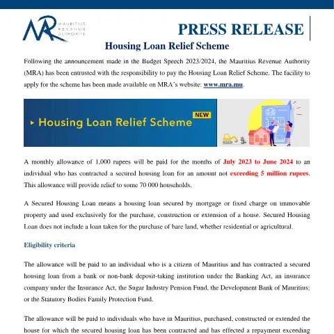 Document preview: Understanding the Housing Loan Relief Scheme: Key Insights — Housing (CERFA n°PressReleaseHLRC240823)