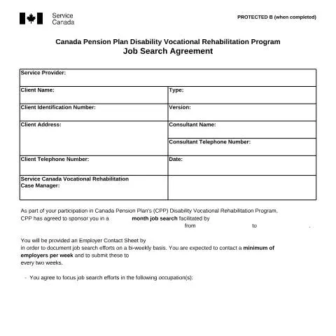 Document preview: Understanding the Job Search Agreement in CPP Disability — Work & employment (CERFA n°ISP2577)