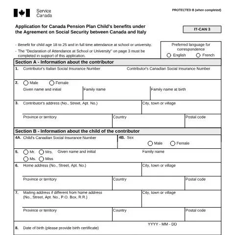 Document preview: Understanding the Application for CPP Child's Benefits Under the — Work & employment (CERFA n°ISP5055-ITA)