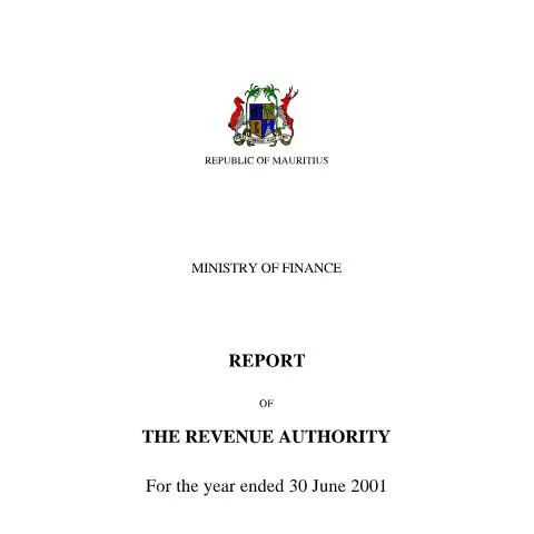 Document preview: Understanding the 2001 Revenue Authority Report in Mauritius — Government & admin (reportp)