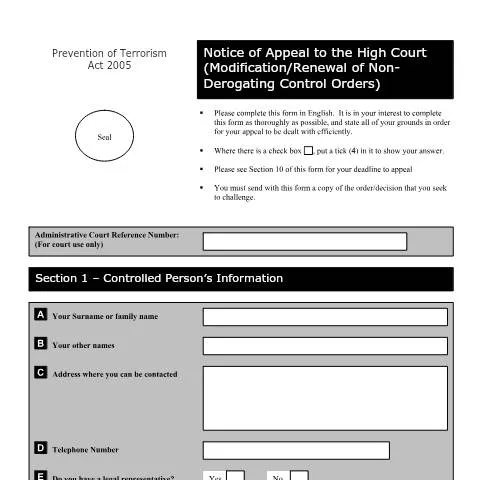 Document preview: Understanding Form AC010 for High Court Appeals — Legal & justice