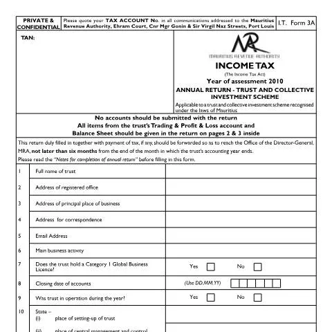Document preview: The Significance of the Annual Return for Trusts in Mauritius — Government & admin (ReturnTrust2010full)