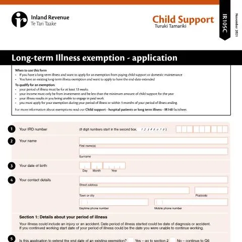 Document preview: Understanding the IR105C Form for Long-Term Illness Exemption — Government & admin (CERFA n°IR105C)