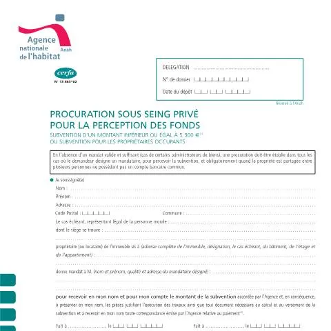 Aperçu du document Comment établir une procuration pour vos dossiers Anah — Démarches administratives (CERFA n°13463*02)