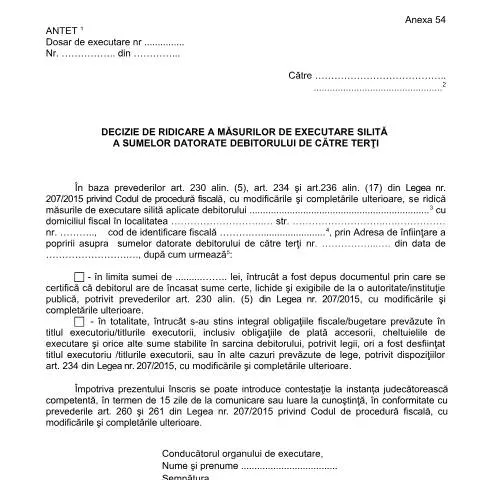 Document preview: Importanța Deciziei OPANAF 63/2017 în Executarea Silită — Impozite & fiscalitate (CERFA n°A54_OPANAF_63_2017)