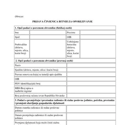 Document preview: Važnost Prijave činjenica bitnih za oporezivanje — Porezi i fiskalnost (CERFA n°Prijava činjenica bitnih za oporezivanje)