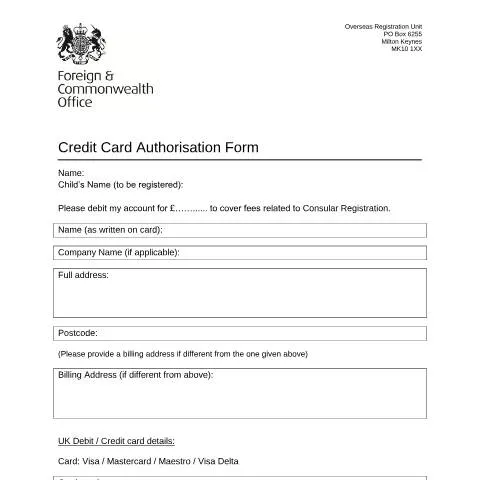 Document preview: Understanding the Credit Card Authorisation Form for Algeria — Government & admin