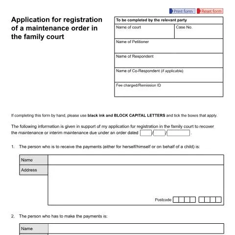 Document preview: Cross-Jurisdictional Maintenance Order Registration with Form D151 — Family