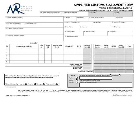 Document preview: Your Guide to the Simplified Customs Assessment Form — Government & admin (SimplifiedCustomsAssessmentForm)