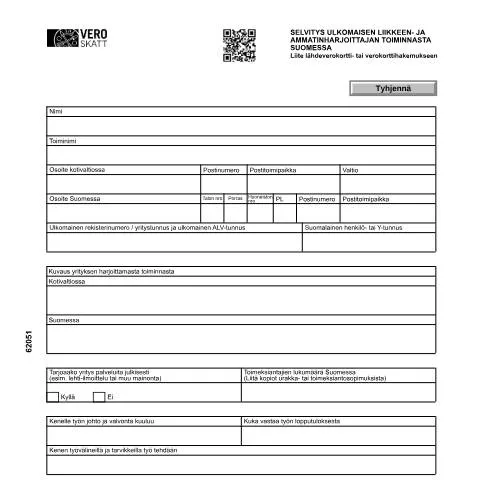 Document preview: Miten ulkomaiset yritykset toimivat Suomessa? — Hallinnolliset asiat (CERFA n°Vero 6205)
