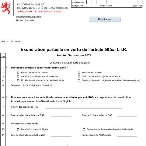Aperçu du document Comprendre le formulaire 760 F pour la propriété intellectuelle — Impôts & fiscalité (CERFA n°760 F)
