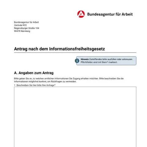 Dokumentvorschau: Antrag auf Informationszugang bei der Bundesagentur für Arbeit — Behörden & Verwaltung (antrag-nach-dem-informationsfreiheitsgesetz)