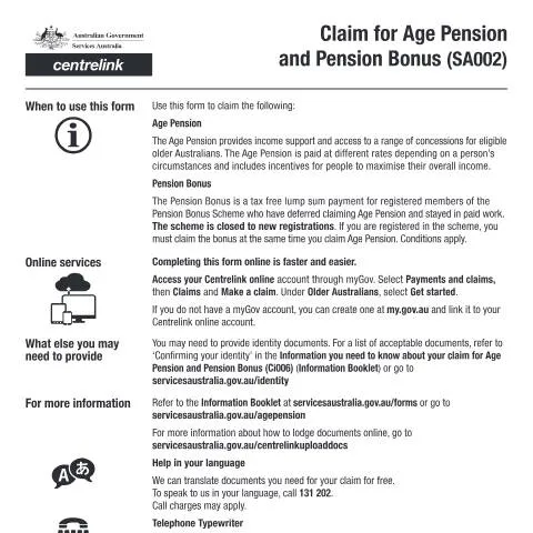 Document preview: Essential Insights into the Age Pension Claim Process — Benefits & social aid (CERFA n°SA002)
