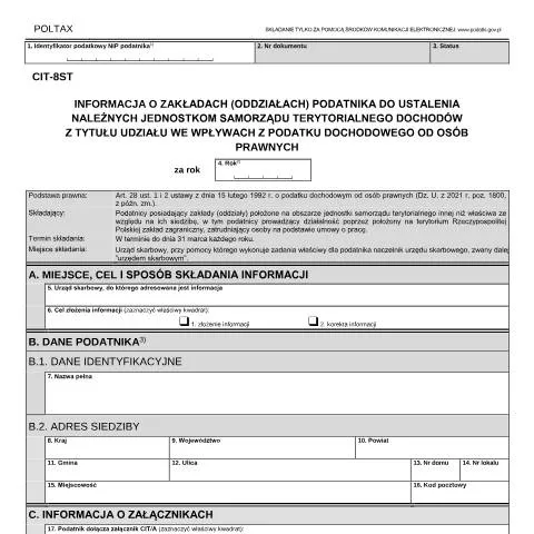 Document preview: Znaczenie formularza CIT-8ST dla lokalnych finansów — Podatki i fiskalność (CERFA n°CIT-8ST)