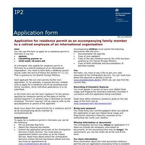 Document preview: Forståelse af IP2 formularen til familiesammenføring — Familie (CERFA n°IP2)
