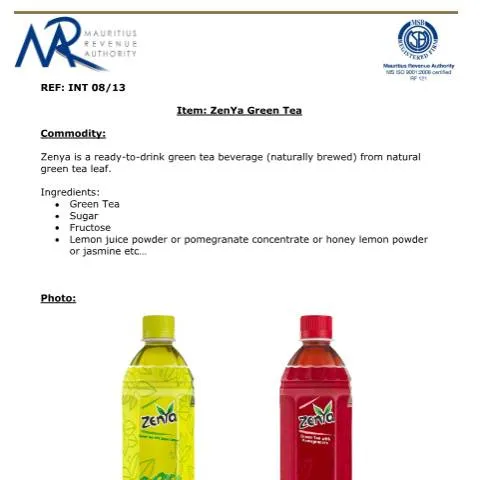 Document preview: Understanding Zenya Green Tea Classification for Compliance — Government & admin (ZenyaGreenTea)