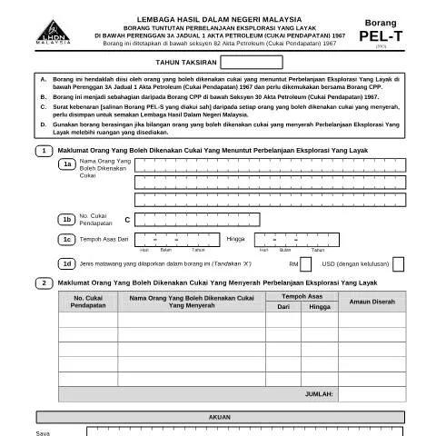Document preview: Panduan Lengkap Borang Tuntutan PEL-T — Cukai & percukaian