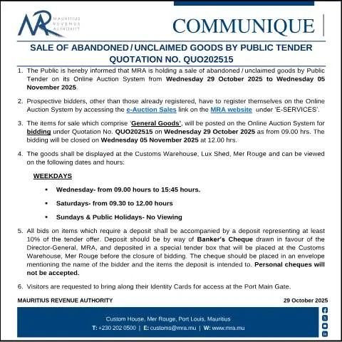 Document preview: Your Guide to Bidding on Abandoned Goods - QUO202515 — Government & admin (CommuniqueQuo202515)