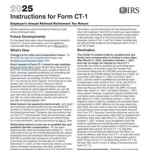 Document preview: Understanding IRS Form CT-1 Instructions for Employers — Taxes (CERFA n°INST-CT1)