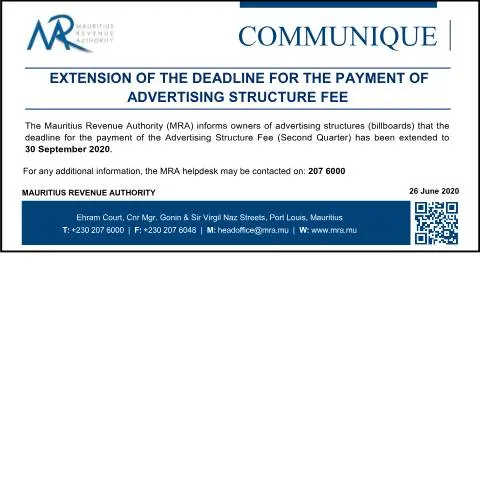 Document preview: New Deadline for Advertising Structure Fee Payments Announced — Government & admin (AdvertisingStructureFee260620)