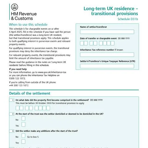 Document preview: Navigating the D31b Schedule for UK Residents — Taxes