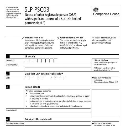 Document preview: Understanding the SLP PSC03 for Scottish Limited Partnerships — Business
