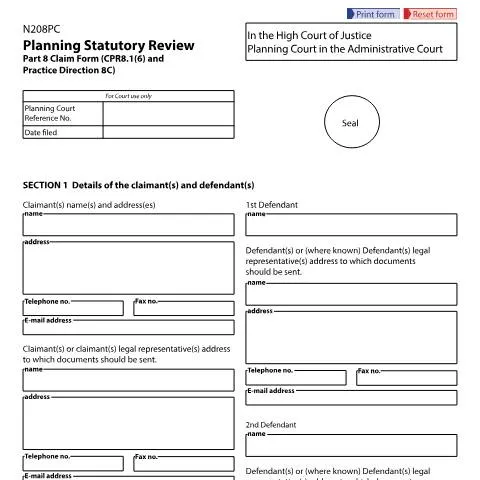 Document preview: How to Challenge Planning Decisions Using Form N208PC — Legal & justice