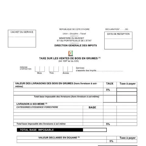 Aperçu du document Comprendre la Taxe sur les Ventes de Bois Grume en Côte d'Ivoire — Impôts & fiscalité