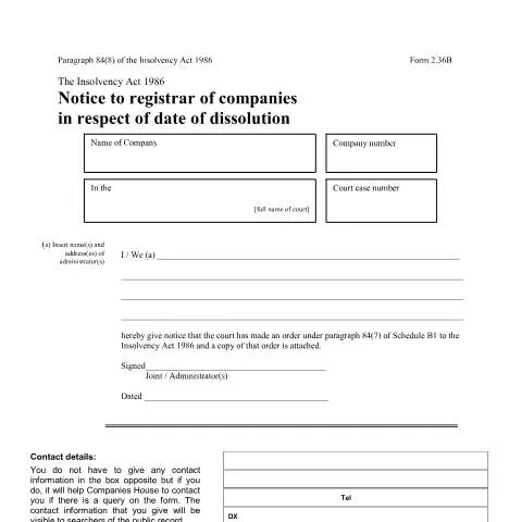Document preview: Understanding the Notice to Registrar for Company Dissolution — Government & admin