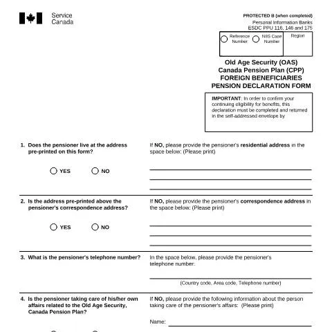 Document preview: Navigating the OAS/CPP Pension Declaration Form ISP0431 — Benefits & social aid (CERFA n°ISP0431)