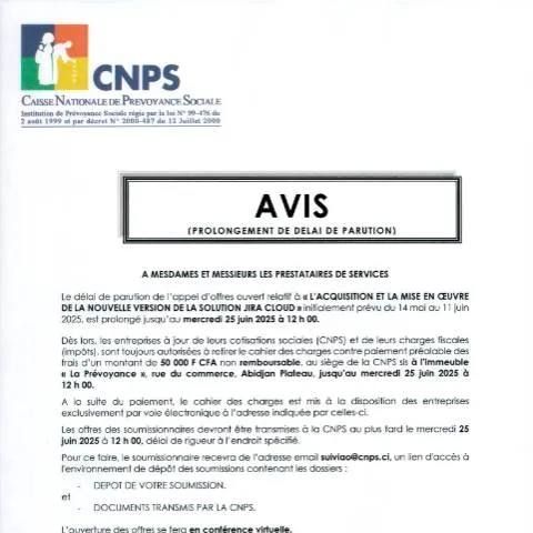 Aperçu du document Impact de la Prorogation de l'Appel d'Offre JIRA CLOUD — Démarches administratives