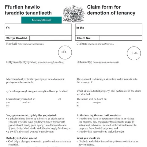 Document preview: Understanding the N6 Claim Form for Tenancy Demotion in the UK (English / Welsh) — Legal & justice (N6)