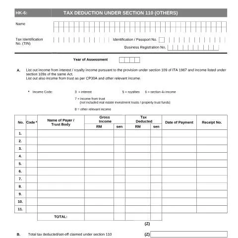 Document preview: Panduan Lengkap Penyediaan Borang HK-6 untuk Individu — Cukai & percukaian