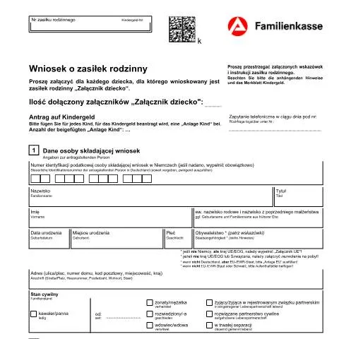 Dokumentvorschau: Wichtige Informationen zum Kindergeldantrag für Polen — Familie (CERFA n°antrag-auf-kindergeld-polnisch_ba042279)