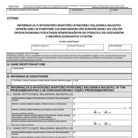 Document preview: Znaczenie formularza CIT/NZI w polskim systemie podatkowym — Podatki i fiskalność (CERFA n°CIT/NZI)