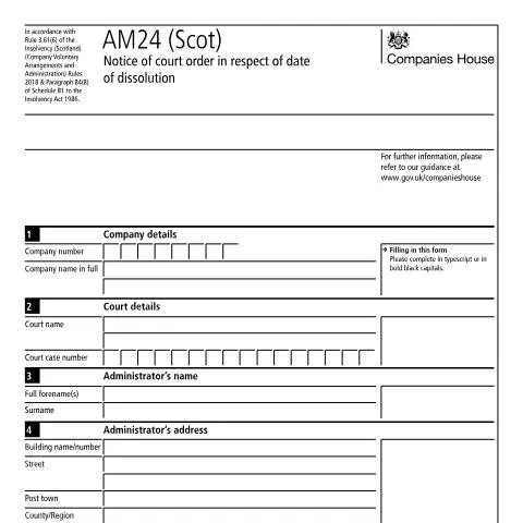 Document preview: Navigating the AM24 (Scot) for Company Dissolution — Business