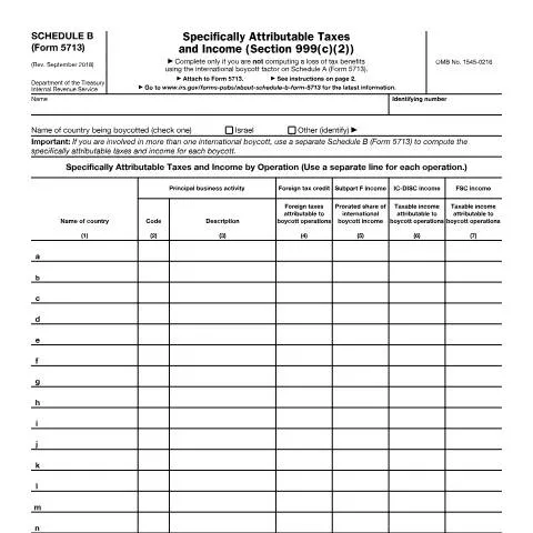 Document preview: A Comprehensive Guide to IRS Form 5713SB for U.S. Businesses — Taxes (CERFA n°5713SB)