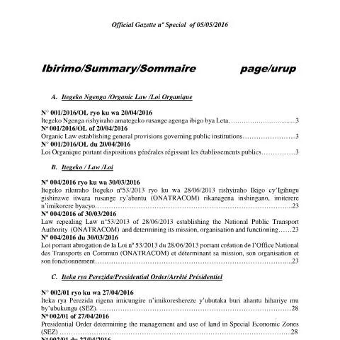 Document preview: Understanding Rwanda's Pension Scheme Application Process — Retirement & pension (CERFA n°iteka_rya_minisitiri_ryo_ku_wa_05_gicurasi_rigena_buryo_bwo_gusaba_no_guhabwa_ibyubwiteganyirize_bwa_pansiyo_butegetswe_)