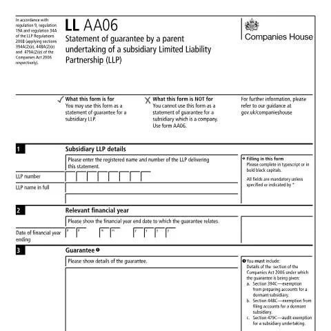 Document preview: Understanding the LL AA06 Guarantee Statement for LLPs — Business
