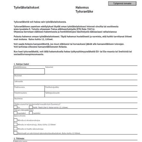 Document preview: Työuraeläkehakemus: Tietoa ja ohjeita — Hallinnolliset asiat (CERFA n°Kela ETK 2022)