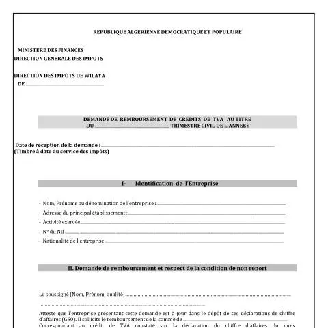 Aperçu du document Remboursement des crédits de TVA DIW : Un atout pour votre entreprise — Impôts & fiscalité (CERFA n°Demande de remboursement des credits de TVA DIW)