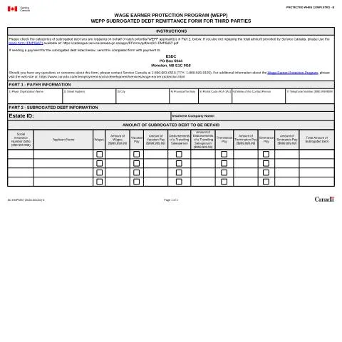 Document preview: Understanding the WEPP Subrogated Debt Remittance Form — Work & employment (CERFA n°SC-EMP5657)