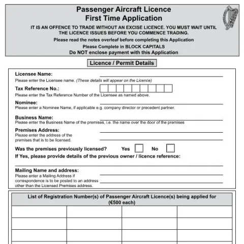 Document preview: First Time Application for a Passenger Aircraft Licence — Government & admin (AirAp1)